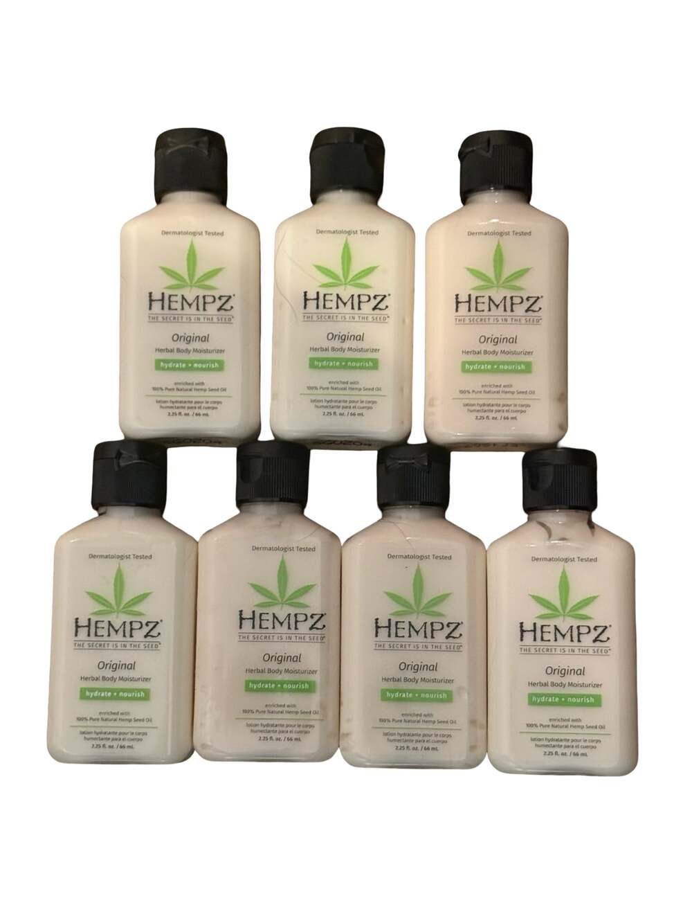 Lot of 7 Hempz Original Herbal Body Moisturizer 2.25 fl oz Travel Size